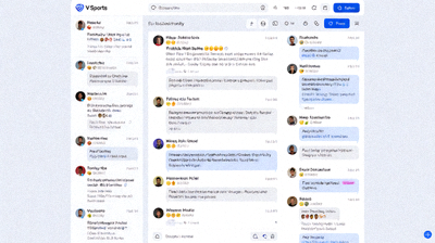 V体育球迷社区讨论界面，展示用户之间的赛事话题讨论和评论互动