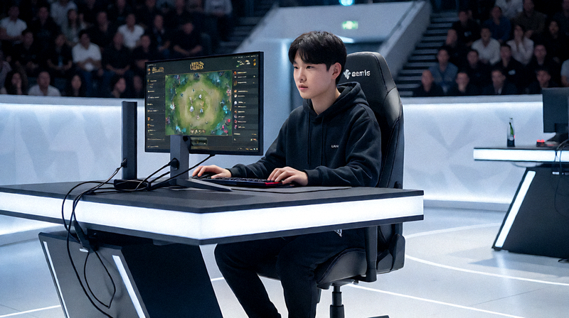 英雄联盟全球总决赛现场，选手在舞台上比赛，星空综合电竞资讯配图