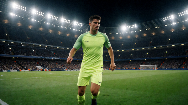 夜间足球比赛现场灯光璀璨的体育场